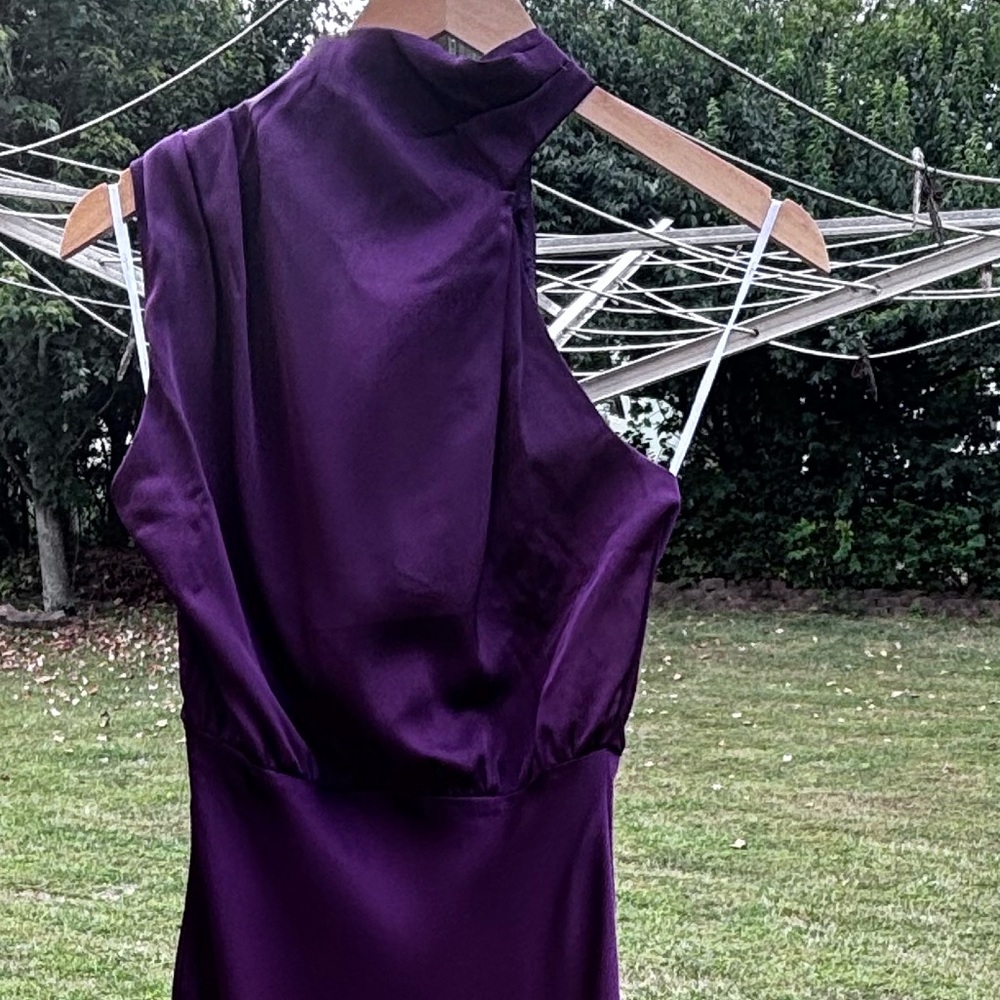 Lulus Distinctive Charm Purple Satin Asymmetrical Maxi Dress Size XS - Picture 13 of 17